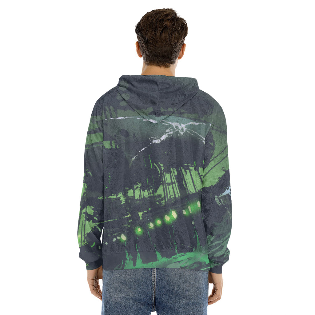 Flying Dutchman Ghost Pirate Ship Print Men's Velvet Pullover Hoodie