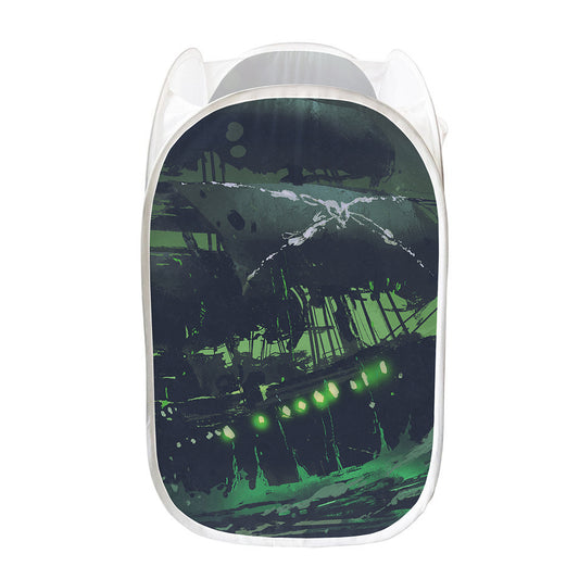 Flying Dutchman Ghost Pirate Ship Print Mesh Laundry Hamper