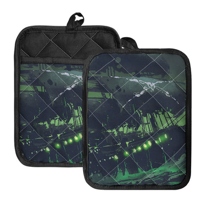 Flying Dutchman Ghost Pirate Ship Print Pot Holders With Pocket