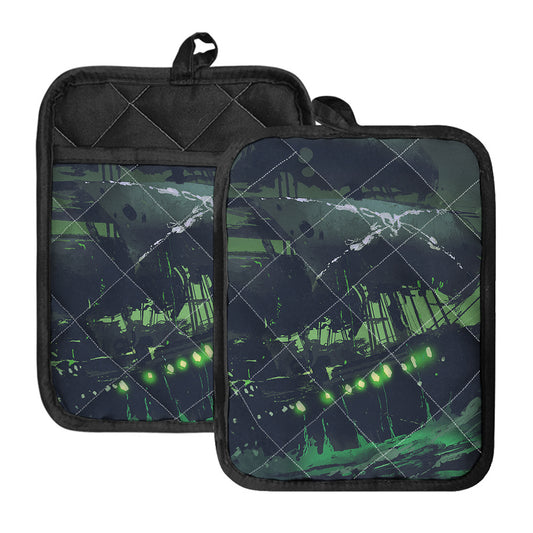 Flying Dutchman Ghost Pirate Ship Print Pot Holders With Pocket