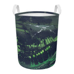 Flying Dutchman Ghost Pirate Ship Print Round Laundry Basket