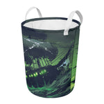Flying Dutchman Ghost Pirate Ship Print Round Laundry Basket