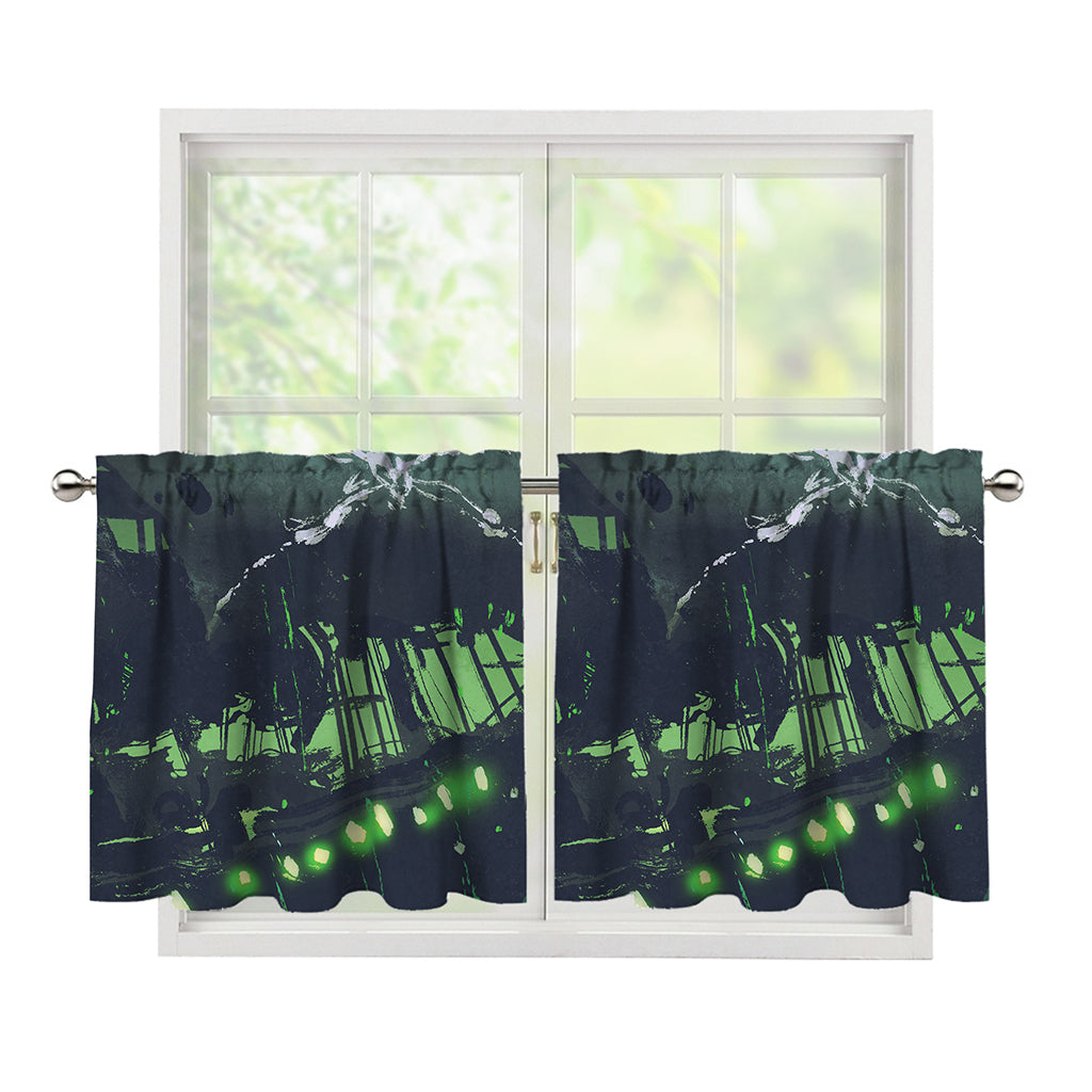 Flying Dutchman Ghost Pirate Ship Print Tier Curtains
