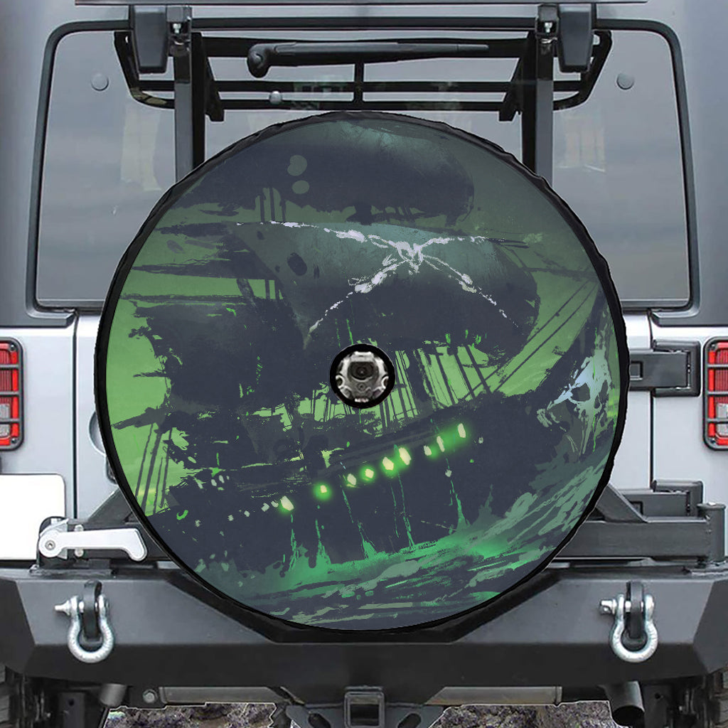 Flying Dutchman Ghost Pirate Ship Print Tire Cover With Camera Hole