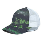 Flying Dutchman Ghost Pirate Ship Print White Mesh Trucker Cap