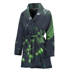 Flying Dutchman Ghost Pirate Ship Print Women's Bathrobe