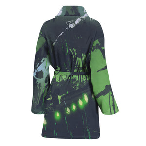 Flying Dutchman Ghost Pirate Ship Print Women's Bathrobe