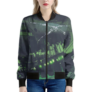 Flying Dutchman Ghost Pirate Ship Print Women's Bomber Jacket