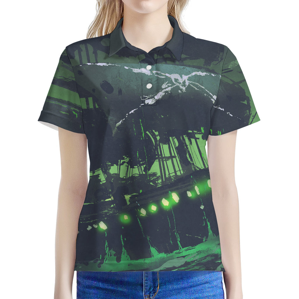 Flying Dutchman Ghost Pirate Ship Print Women's Polo Shirt