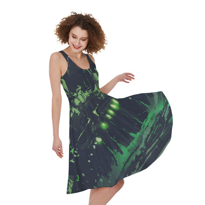 Flying Dutchman Ghost Pirate Ship Print Women's Sleeveless Dress