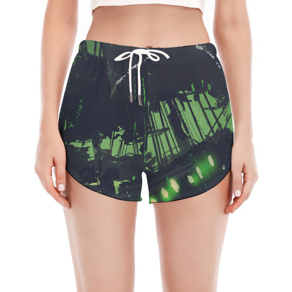 Flying Dutchman Ghost Pirate Ship Print Women's Split Running Shorts