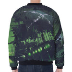 Flying Dutchman Ghost Pirate Ship Print Zip Sleeve Bomber Jacket