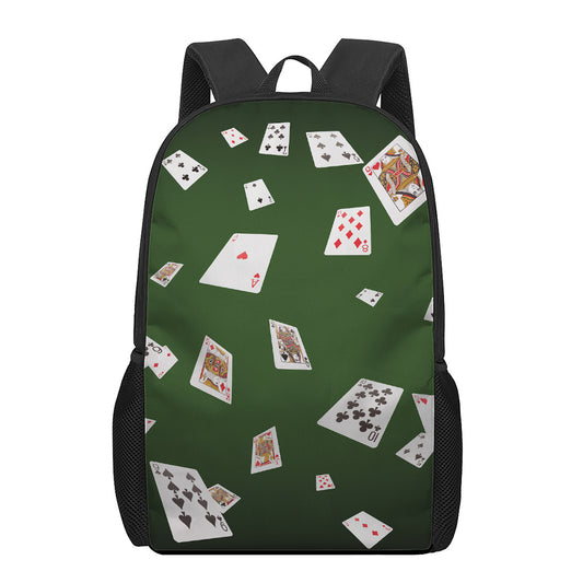 Flying Poker Cards Print 17 Inch Backpack