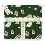 Flying Poker Cards Print 3 Piece Kitchen Curtains