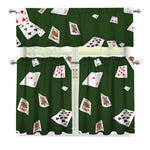 Flying Poker Cards Print 3 Piece Kitchen Curtains