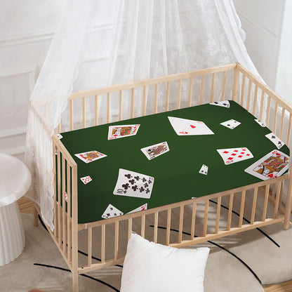 Flying Poker Cards Print Baby Crib Sheet