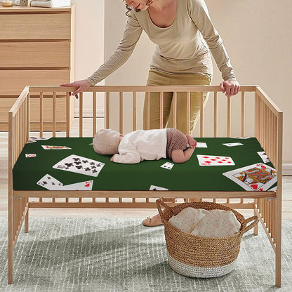 Flying Poker Cards Print Baby Crib Sheet
