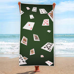 Flying Poker Cards Print Beach Towel