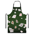Flying Poker Cards Print Bib Apron With Pocket