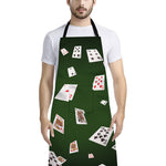 Flying Poker Cards Print Bib Apron With Pocket