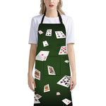 Flying Poker Cards Print Bib Apron With Pocket