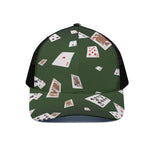 Flying Poker Cards Print Black Mesh Trucker Cap