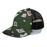 Flying Poker Cards Print Black Mesh Trucker Cap
