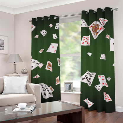 Flying Poker Cards Print Blackout Grommet Curtains