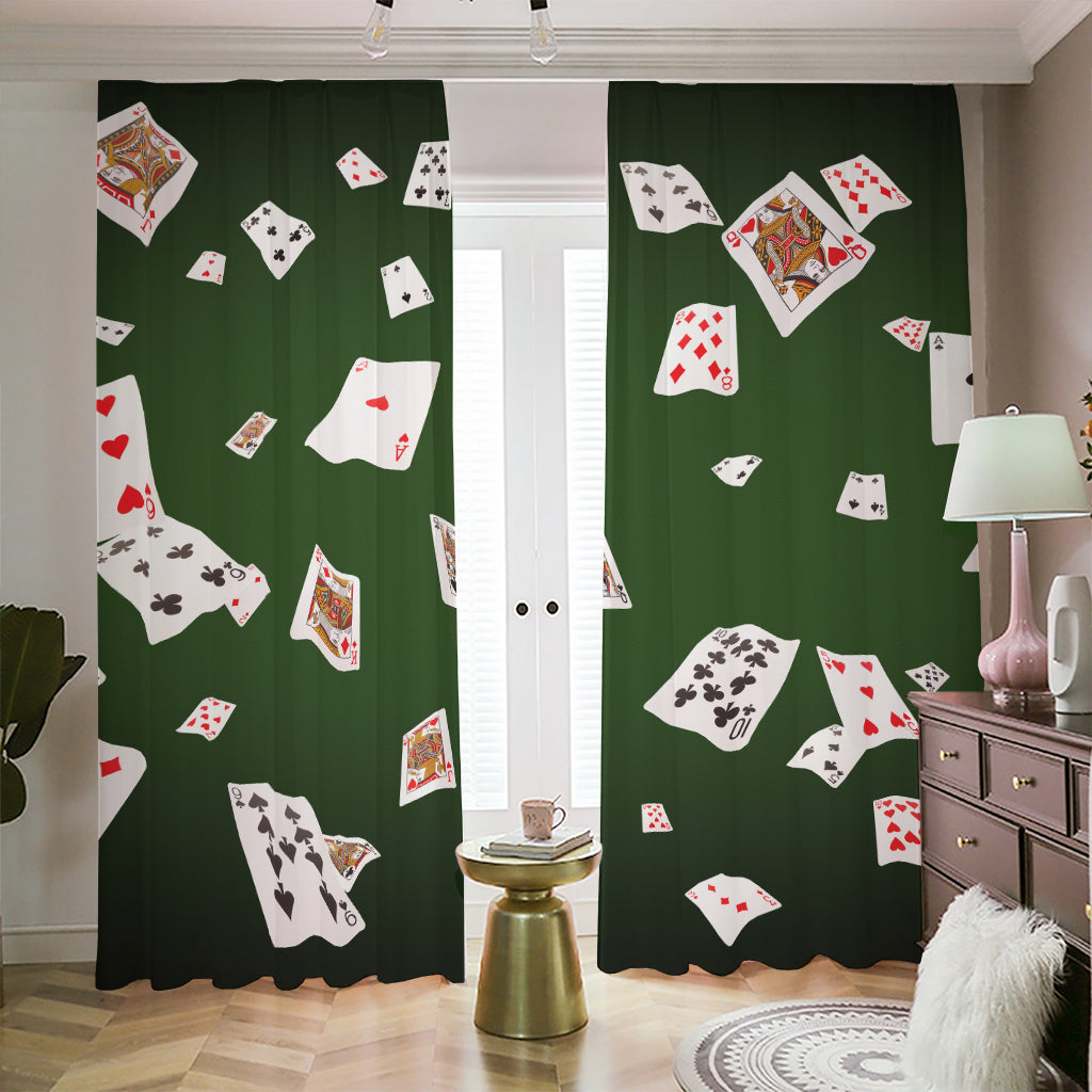 Flying Poker Cards Print Blackout Pencil Pleat Curtains