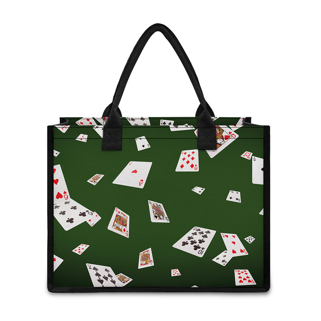 Flying Poker Cards Print Canvas Tote Bag