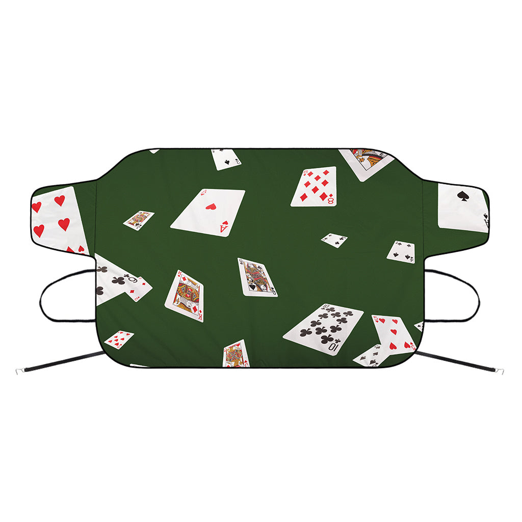 Flying Poker Cards Print Car Windshield Snow Cover