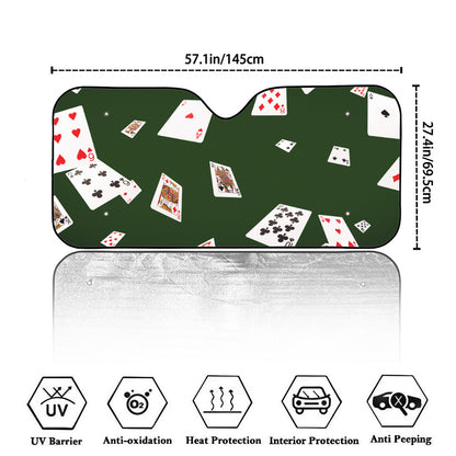 Flying Poker Cards Print Car Windshield Sun Shade