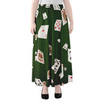 Flying Poker Cards Print Chiffon Maxi Skirt