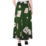 Flying Poker Cards Print Chiffon Maxi Skirt