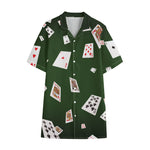 Flying Poker Cards Print Cotton Hawaiian Shirt
