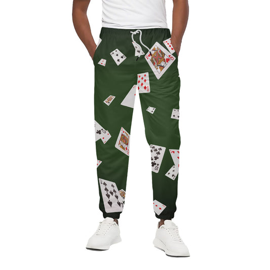 Flying Poker Cards Print Cotton Pants