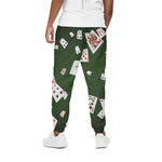 Flying Poker Cards Print Cotton Pants