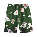 Flying Poker Cards Print Cotton Shorts