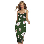 Flying Poker Cards Print Cross Back Cami Dress