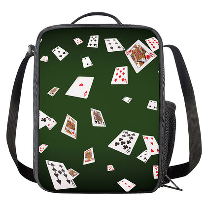 Flying Poker Cards Print Crossbody Lunch Bag