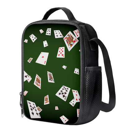 Flying Poker Cards Print Crossbody Lunch Bag