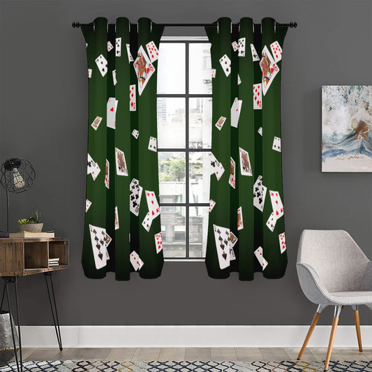 Flying Poker Cards Print Curtain
