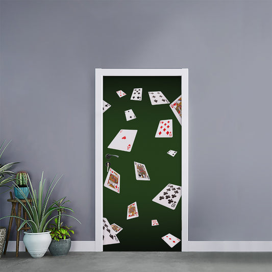Flying Poker Cards Print Door Sticker