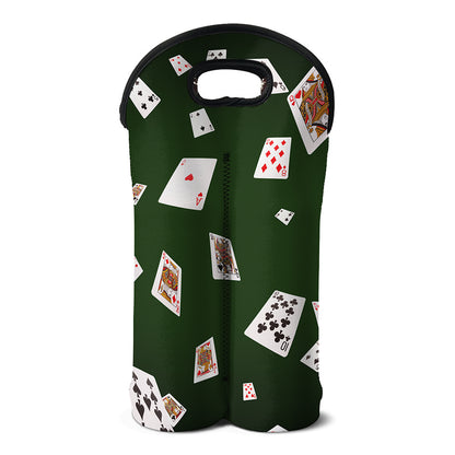 Flying Poker Cards Print Double Neoprene Wine Tote