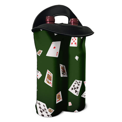 Flying Poker Cards Print Double Neoprene Wine Tote