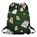 Flying Poker Cards Print Drawstring Backpack
