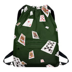 Flying Poker Cards Print Drawstring Backpack