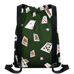 Flying Poker Cards Print Drawstring Backpack