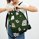 Flying Poker Cards Print Drawstring Backpack