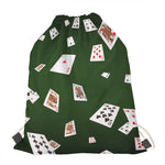 Flying Poker Cards Print Drawstring Bag
